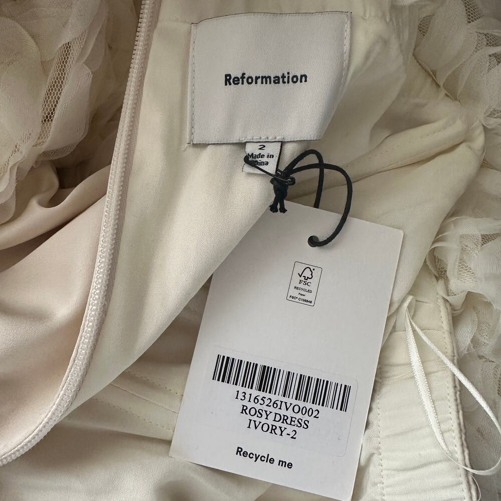 Reformation Rosy Dress Ivory NEW NWT - Picture 9 of 11